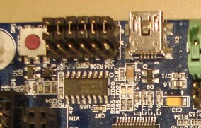 Jumper settings on the LPCXpresso base board for the correct SPI and I2C configuration