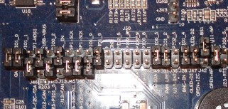 Jumper settings on the LPCXpresso base board for the correct 7-segment display configuration