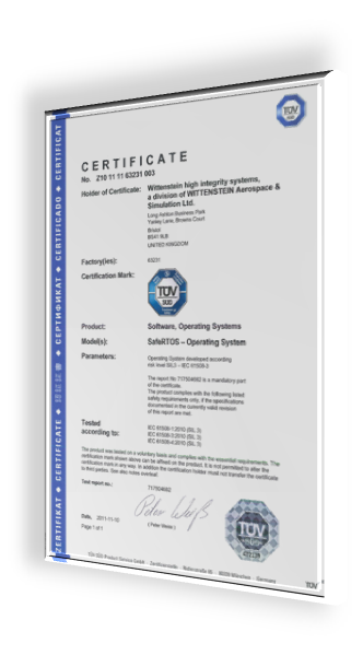 IEC 61508 certificate for SafeRTOS from TUV