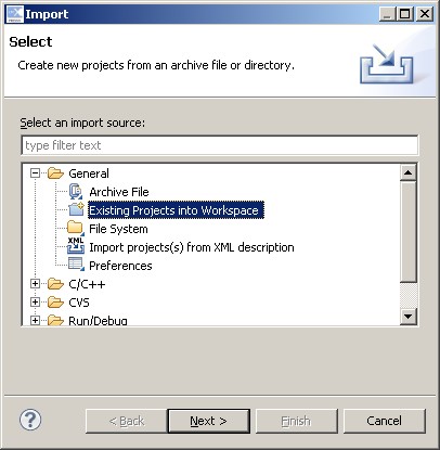 Importing the ARM Cortex-M0 project into the Eclipse workspace