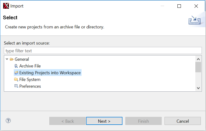 Xtensa Xplorer IDE File Import Dialog