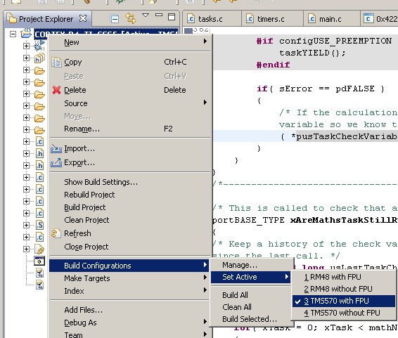 Selecting the RTOS build